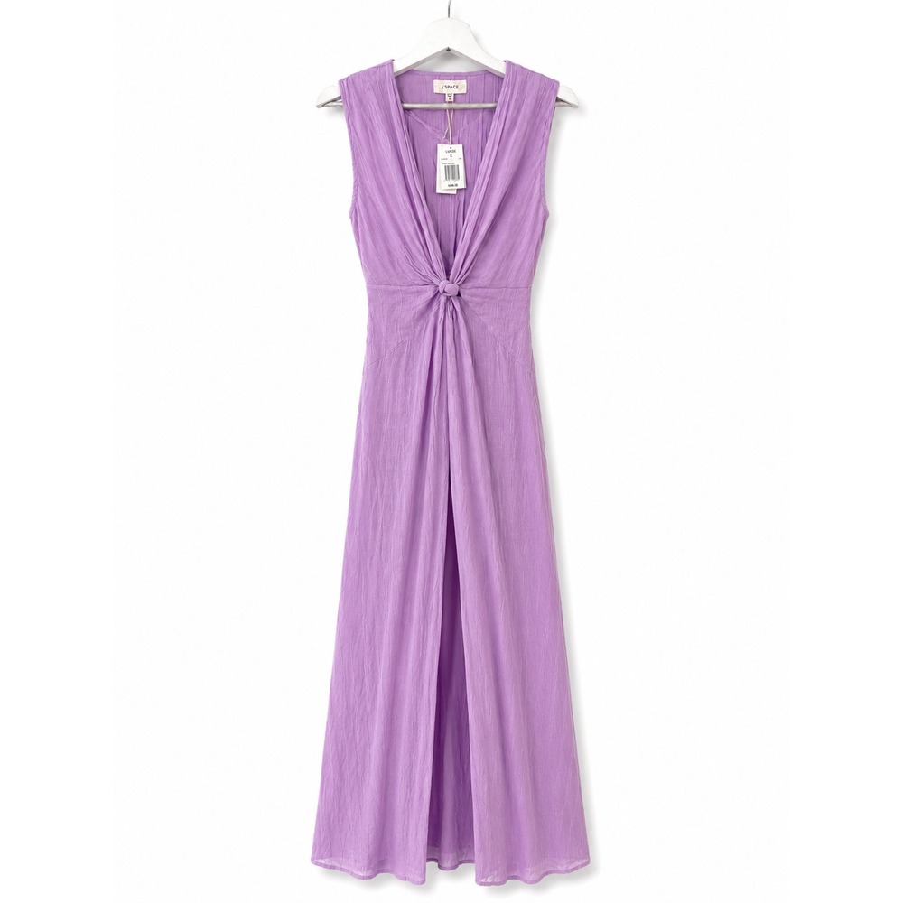 NWT L*Space Down The Line Cover-Up Dress Lily Purple Knot Front Maxi Small